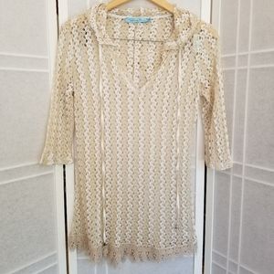 Solitare swim Cream lace silk coverup tunic
